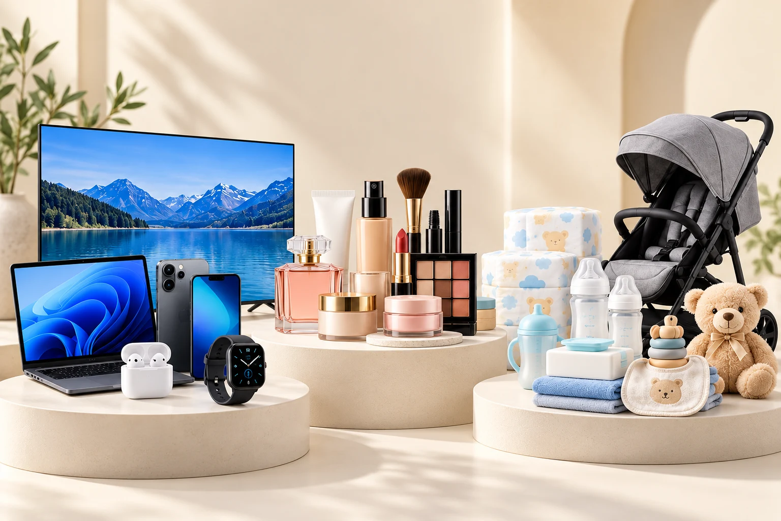 Selección de tecnología, belleza y productos para bebés